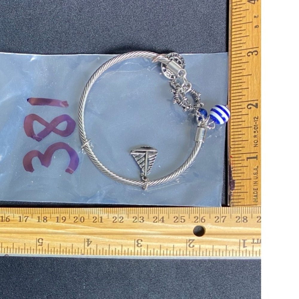 Medical‎ Caduceus Charm Bracelet Blue White Bead Stretchy Bangle Women